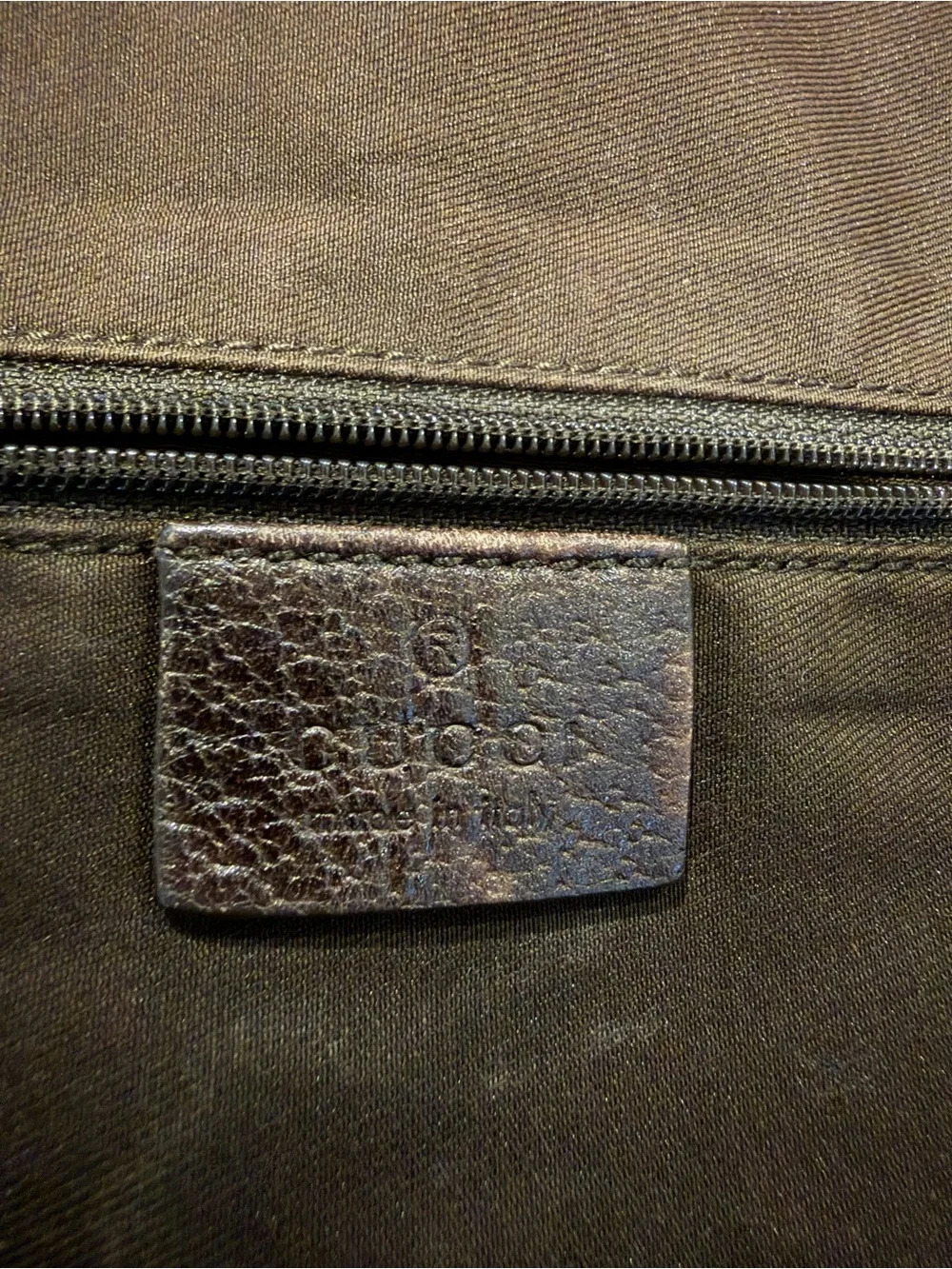 Gucci Beige Monogram Canvas Shoulder Bag with Brown Trim